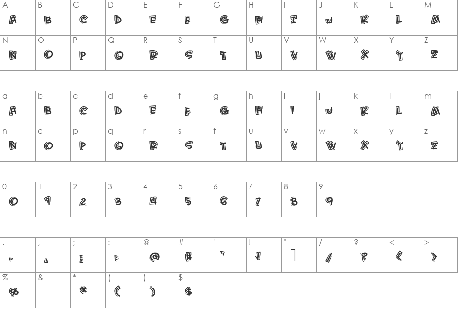 KidFromHell font character map preview