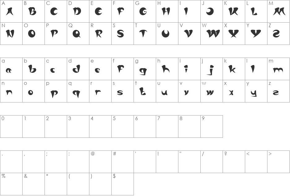 ASIA PACIFIC font character map preview