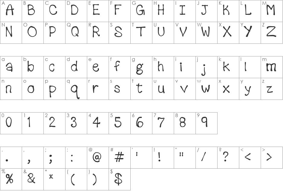 KidPixels font character map preview