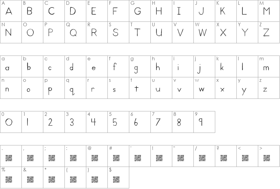 KidPrint font character map preview