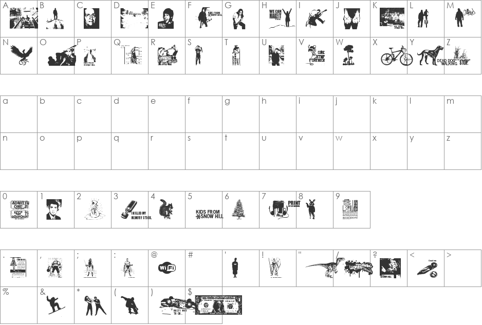 Kids From Snow Hill font character map preview