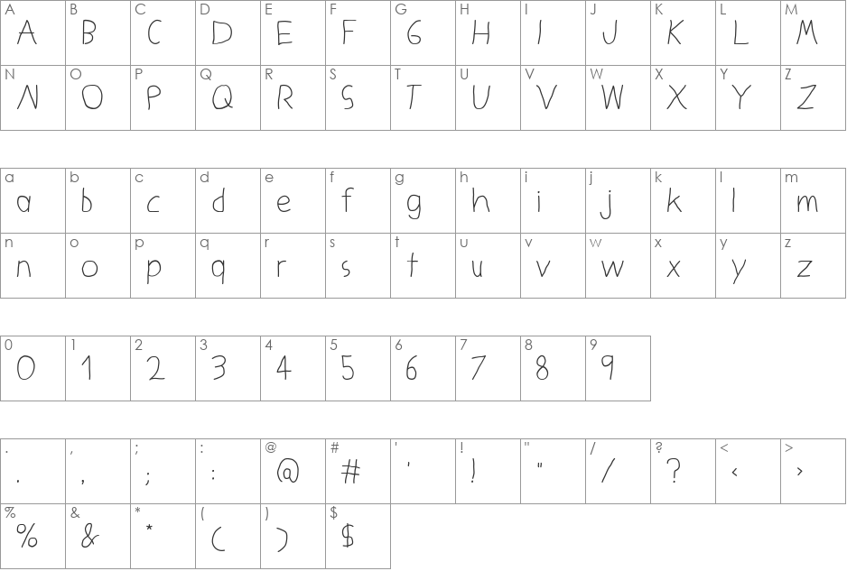 Kids Future font character map preview