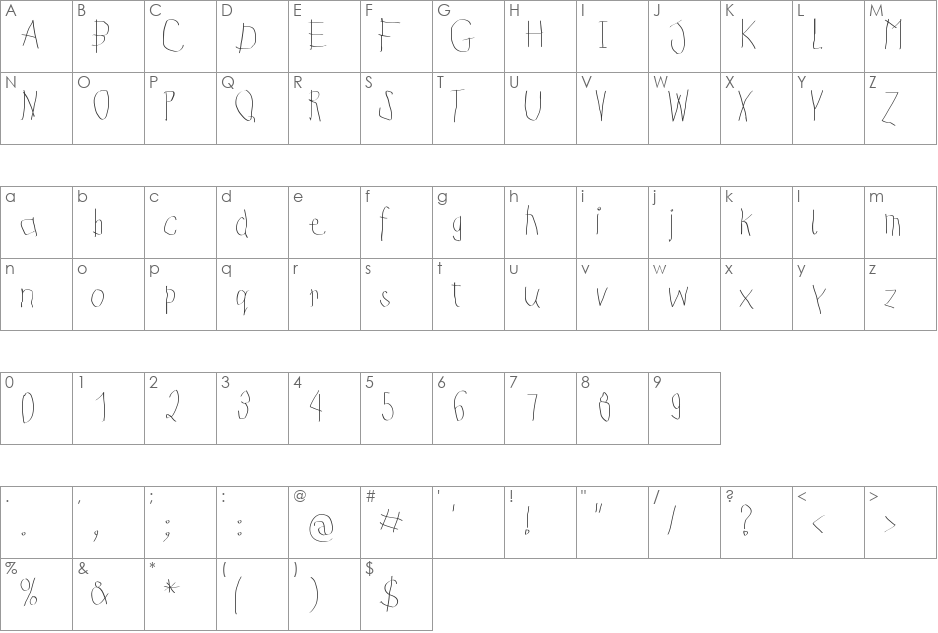 KidsFirstPrintFont font character map preview