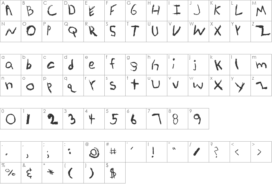 KidTYPE font character map preview