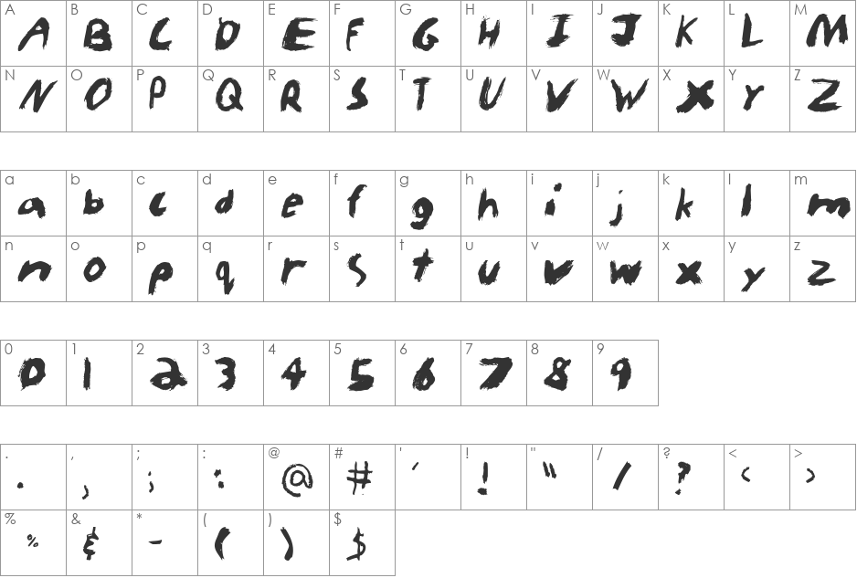 KidTYPEPaint font character map preview