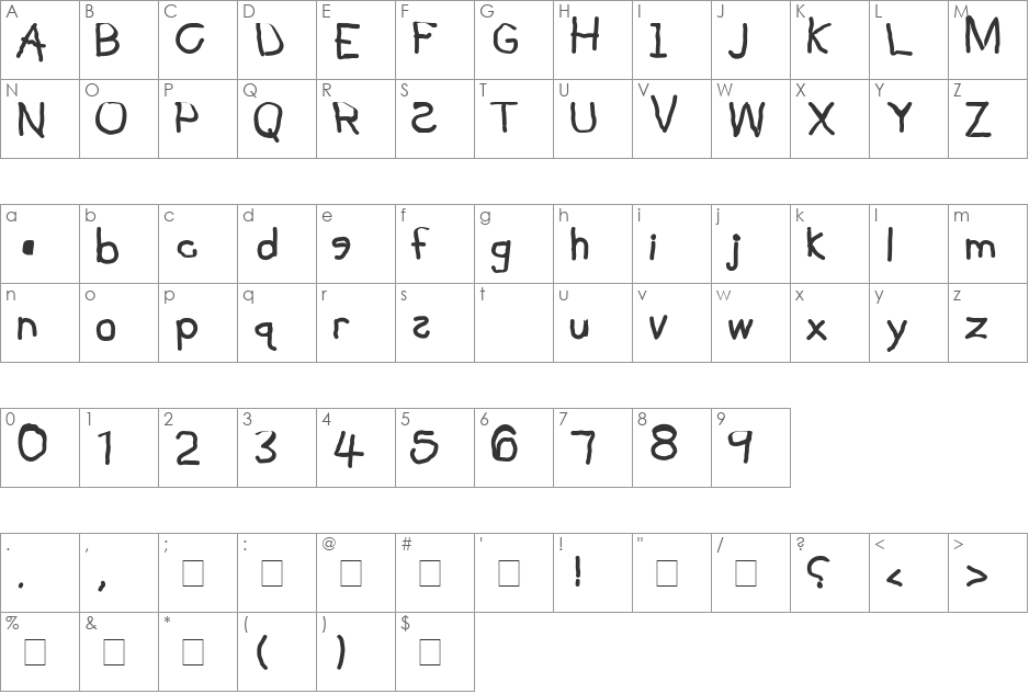 Kidz font character map preview