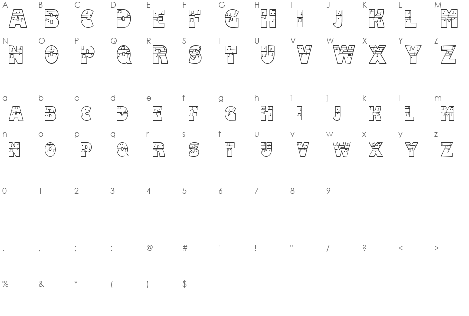 Kiffe Watx font character map preview