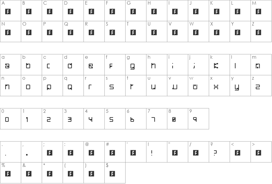 Kiki - Square font character map preview