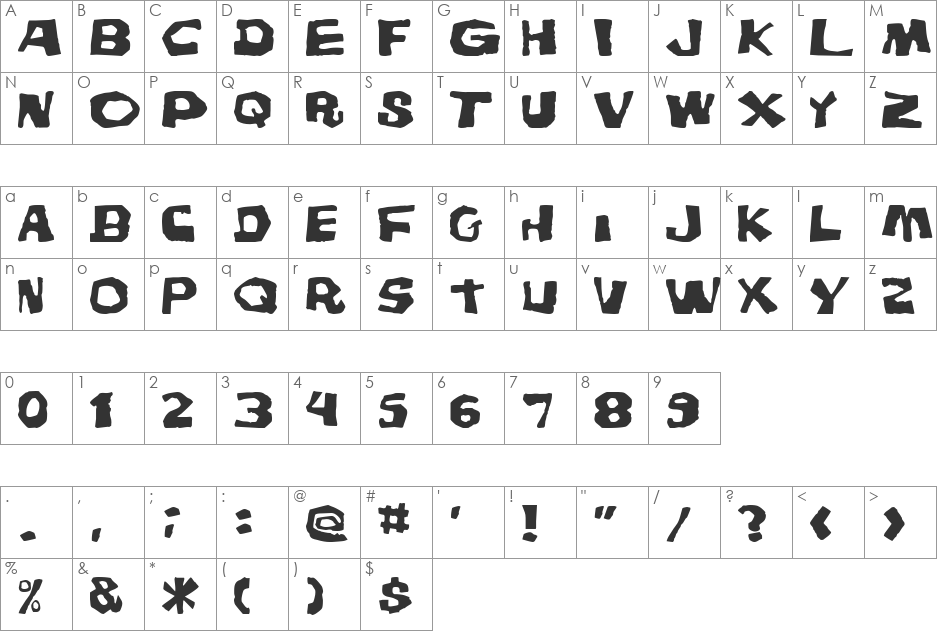KillBaby font character map preview