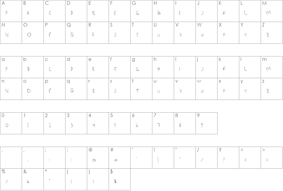 killerpanda font character map preview