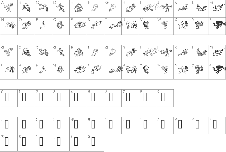 KillMeCraig font character map preview