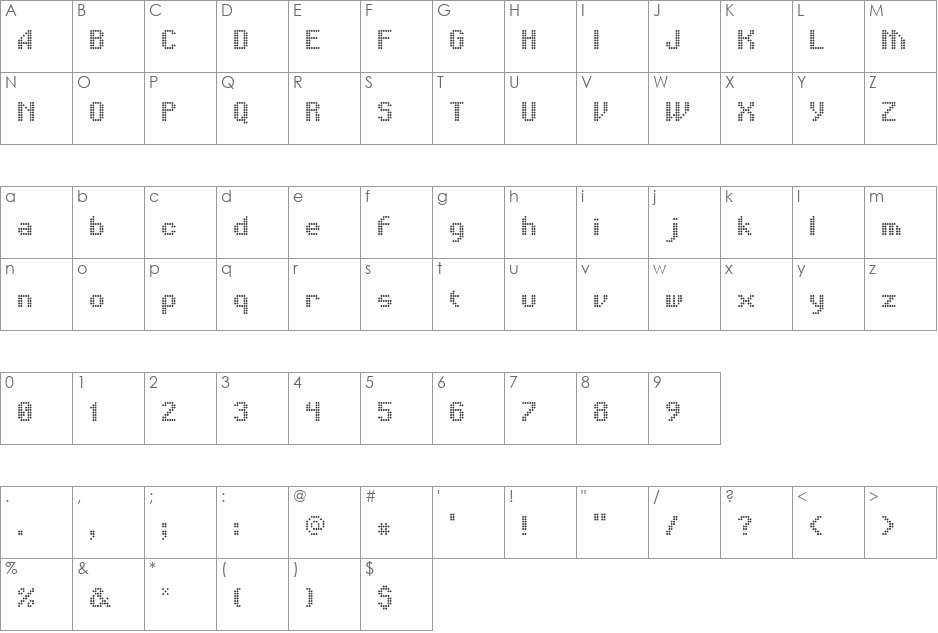 Kilobit Regular font character map preview