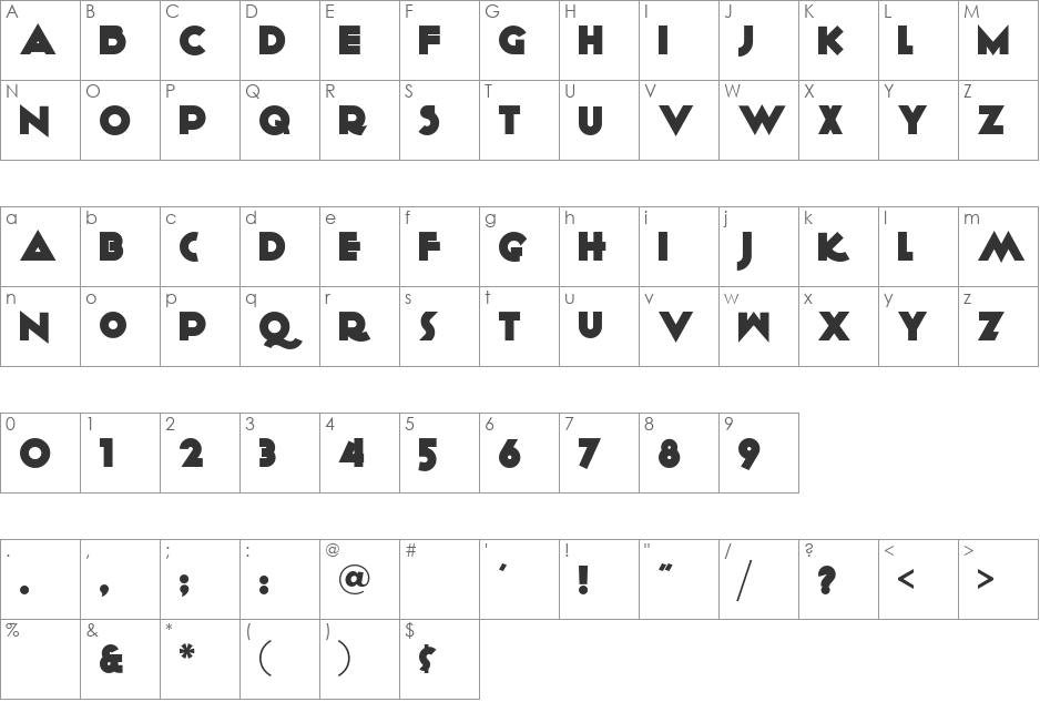 KiloGram font character map preview