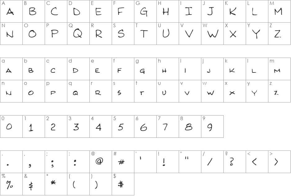 Kilroy Was Here font character map preview