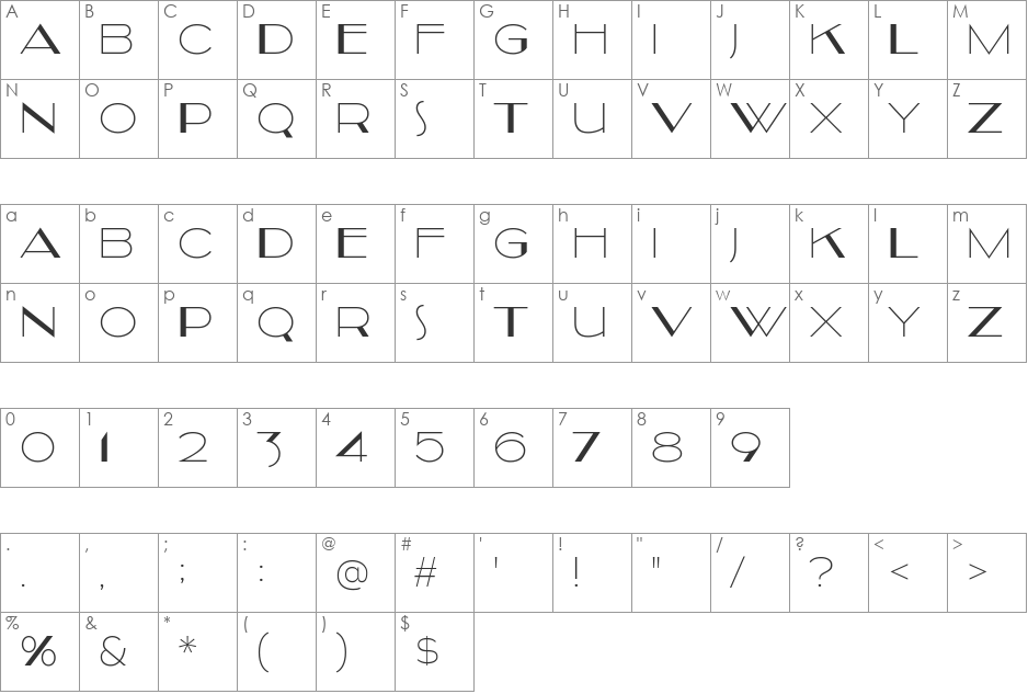 Kilsonburg font character map preview