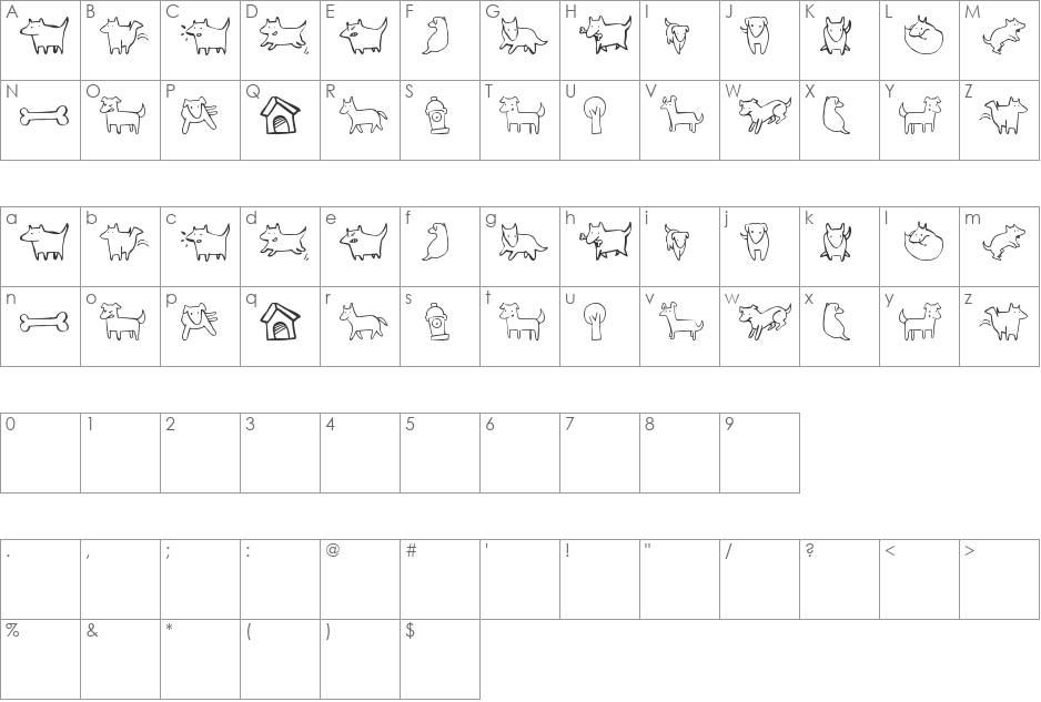 kiltro font character map preview