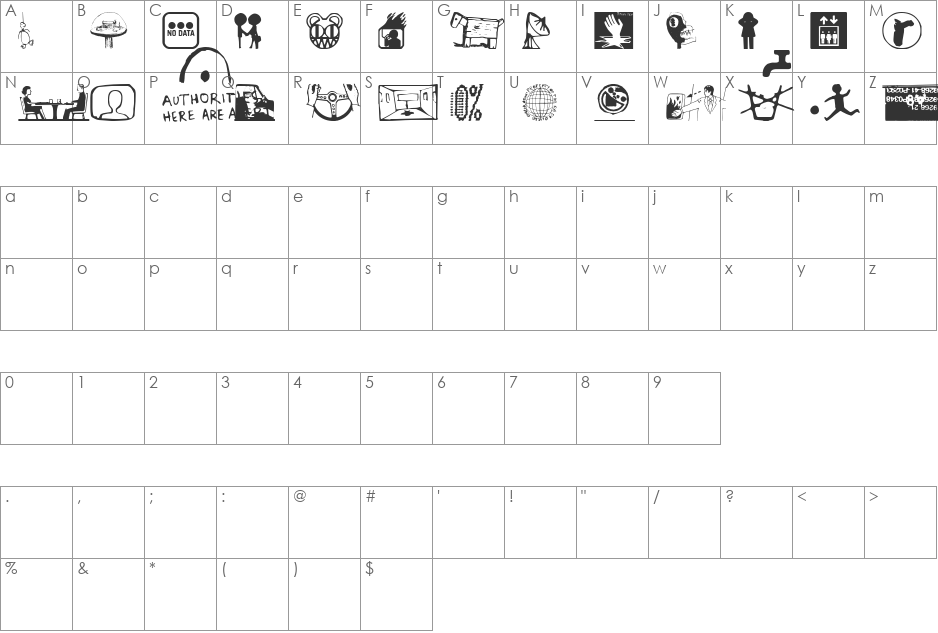 kil_me_sarah font character map preview