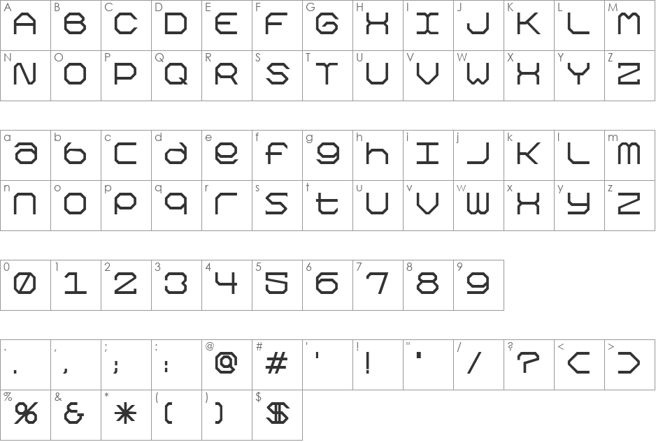Kimono Kong font character map preview