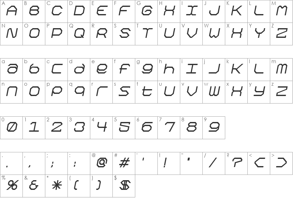Kimono Kong font character map preview