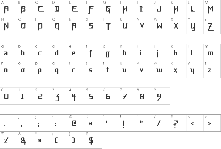 Kind Man font character map preview