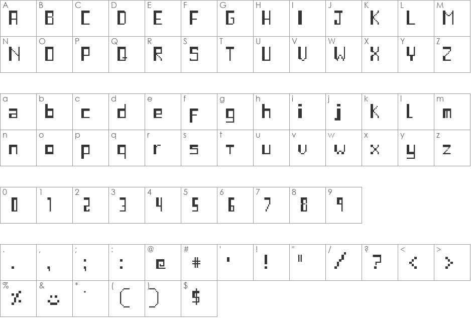 Kind of Bitmap font character map preview