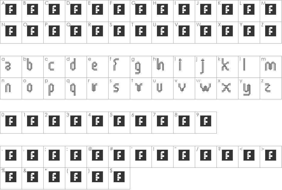 kindergaden font character map preview