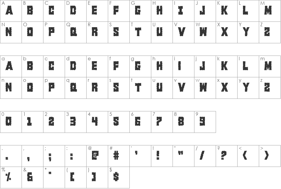 King Commando font character map preview