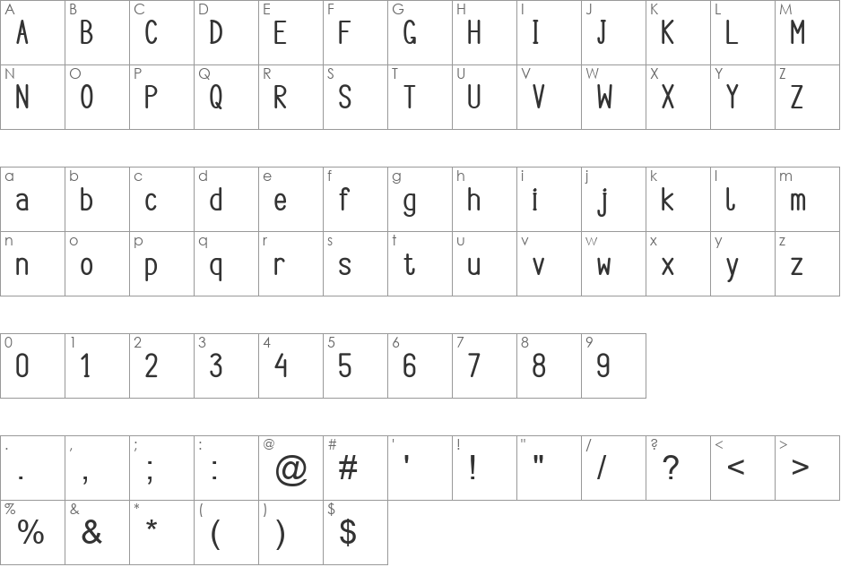 AskaOsca font character map preview