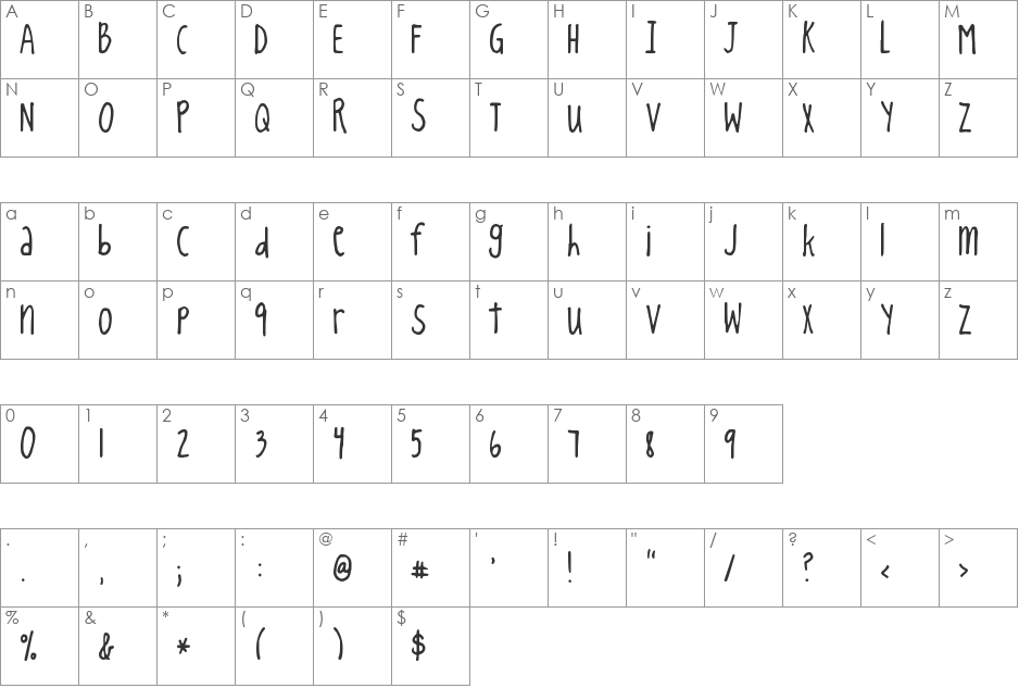 king cooL KC font character map preview