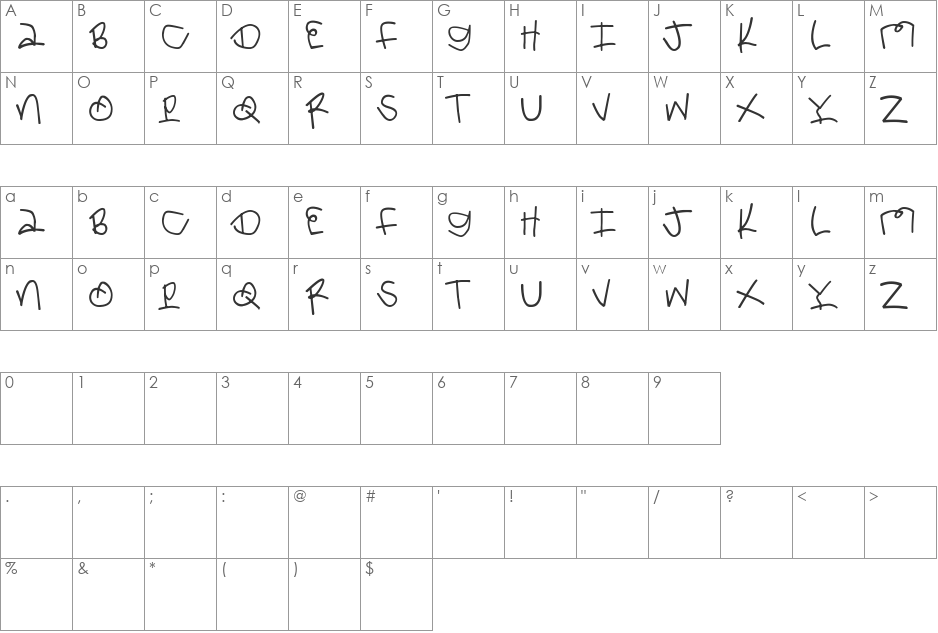 King Kendrick font character map preview