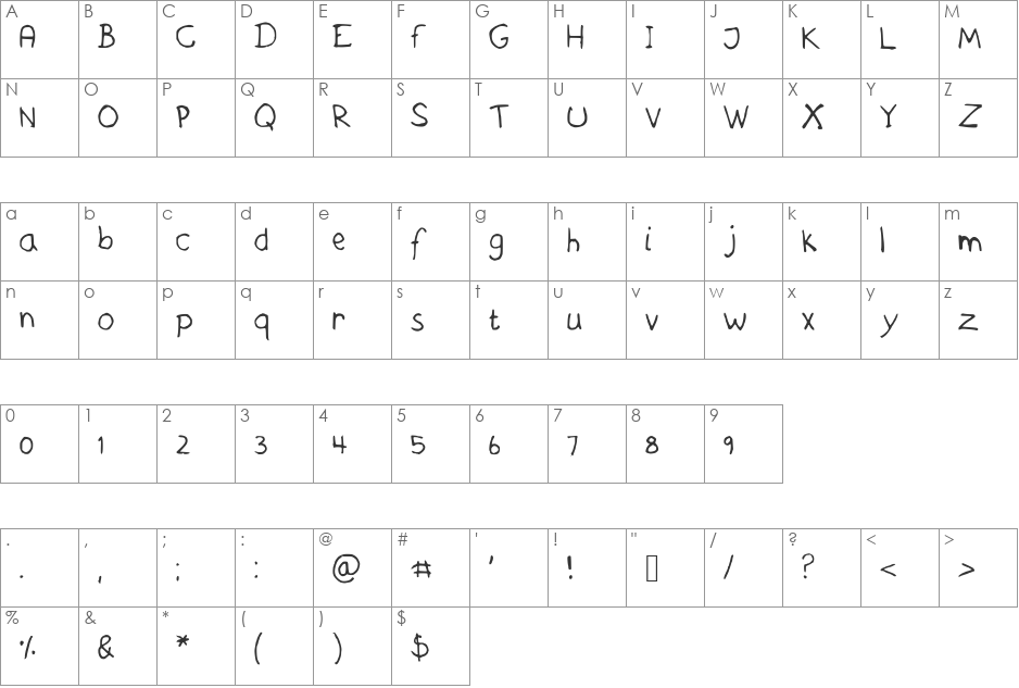 AskesHandwriting font character map preview