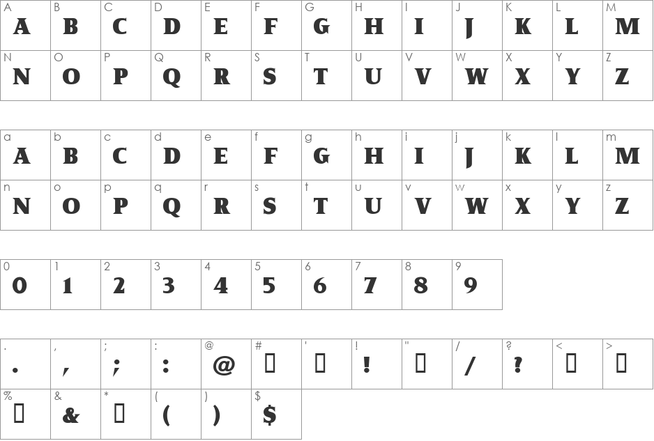 King of Rome font character map preview