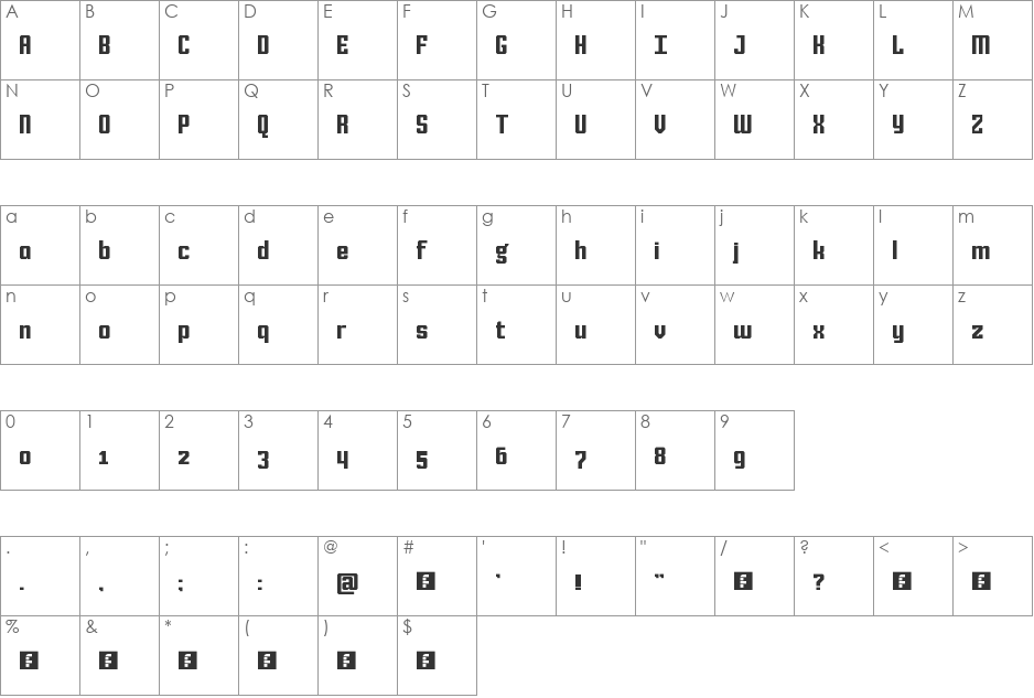 KING SANS STENCIL font character map preview