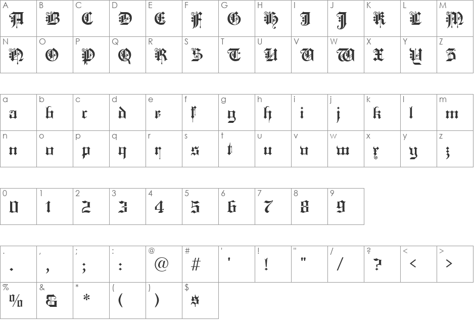 King's Cross font character map preview