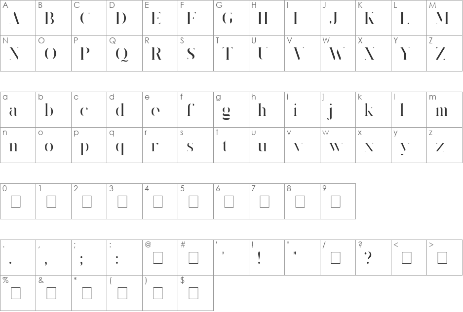King's Gambit font character map preview