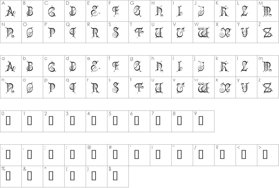 KingdomCome font character map preview