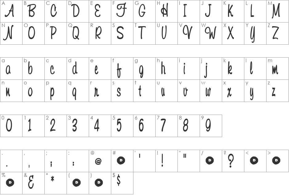 KingMe font character map preview