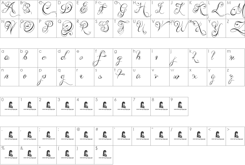 Kings and Queens font character map preview