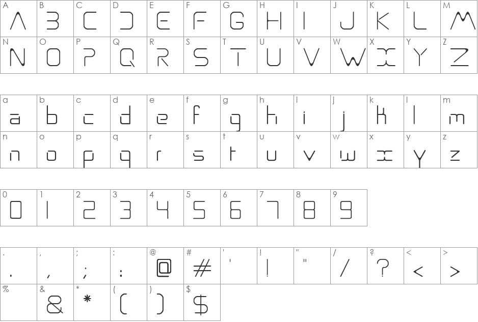 ASO font character map preview
