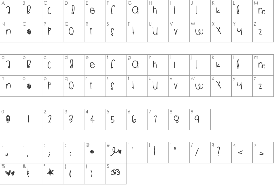 KingsPride font character map preview