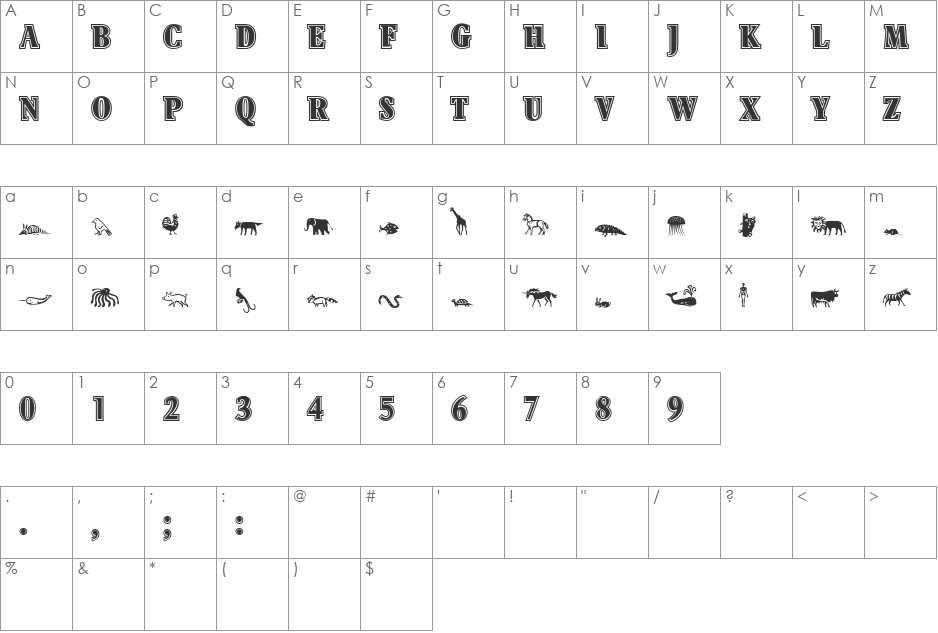 KingstonInline font character map preview