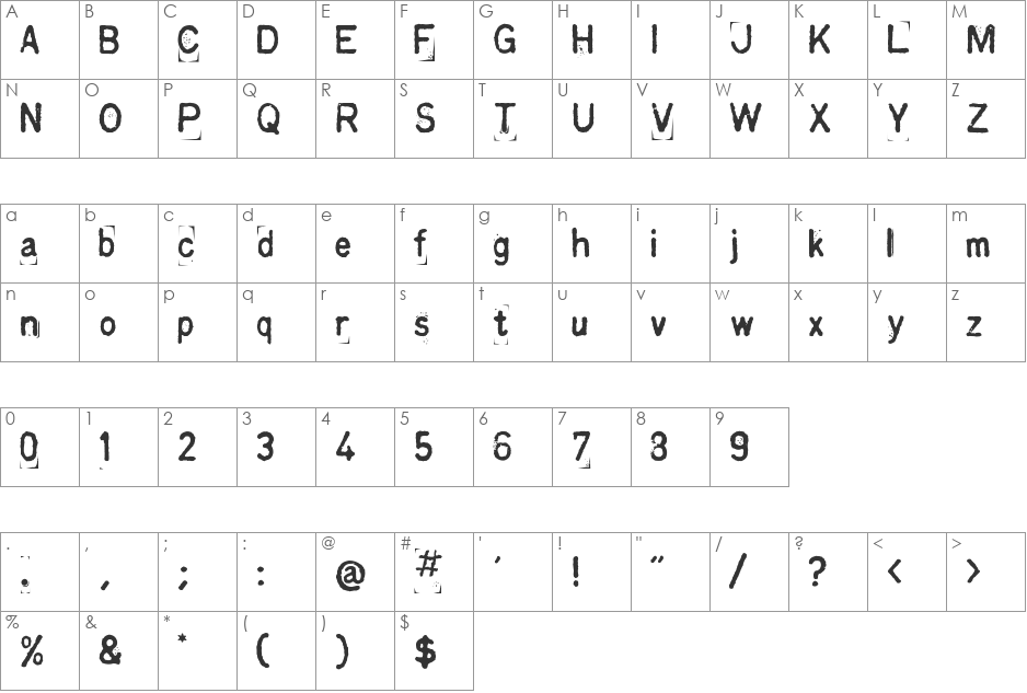 Kingthings Printingkit font character map preview