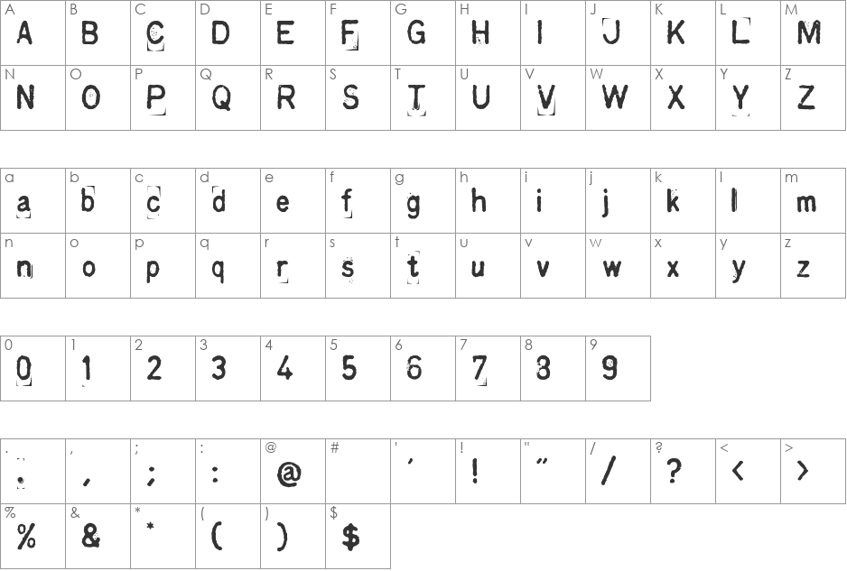 Kingthings Printingkit font character map preview