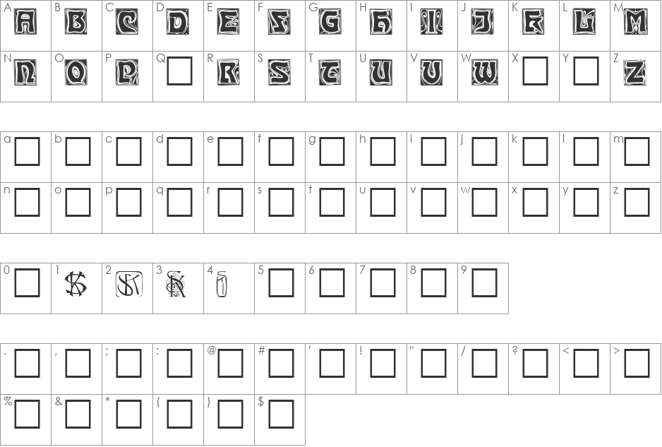 KinigsteinKaps font character map preview