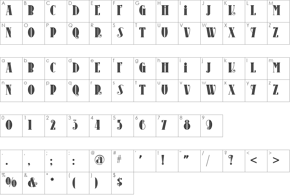 Kinkajou Stew NF font character map preview