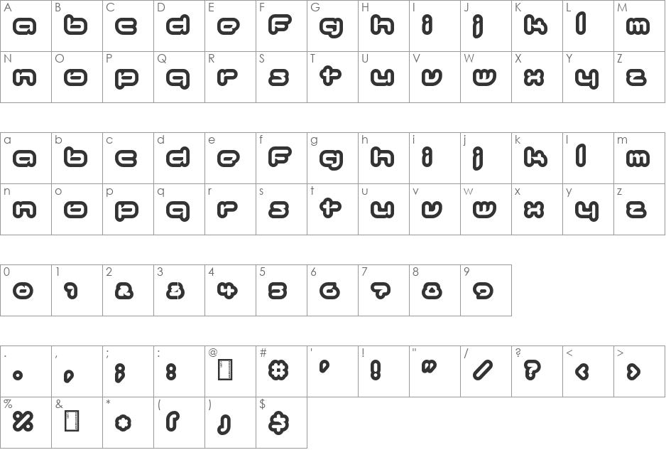 Kinkimono font character map preview