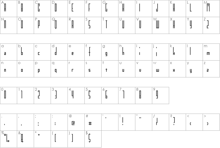 Kinkinch font character map preview