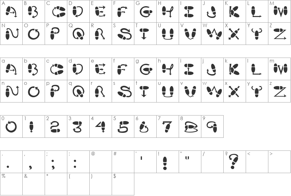 kinzo parabolii font character map preview