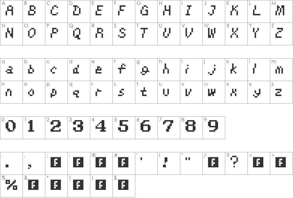 Kirby's Adventure font character map preview