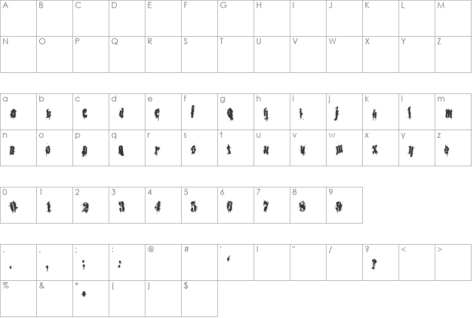 Kirkita font character map preview